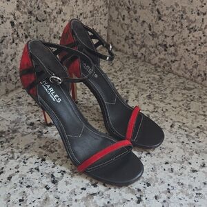 Charles David Black and Red Strappy Heels